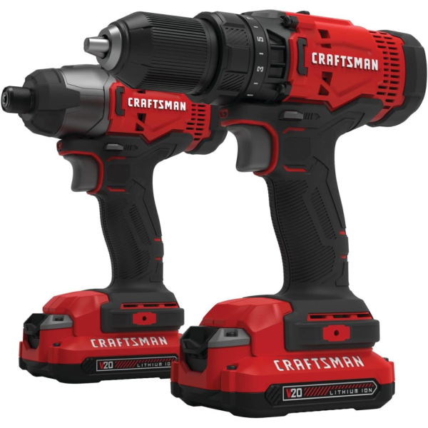 Craftsman 20V 2-Tool Power Tool Combo Kit With 2 Batteries & Charger For Sale