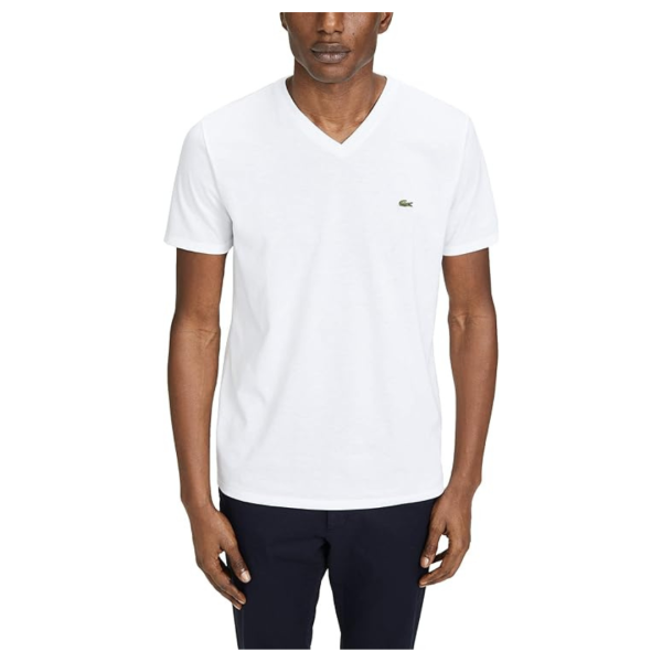 Lacoste Men’s Short Sleeve V-Neck Pima Cotton Jersey T-Shirts For Discount