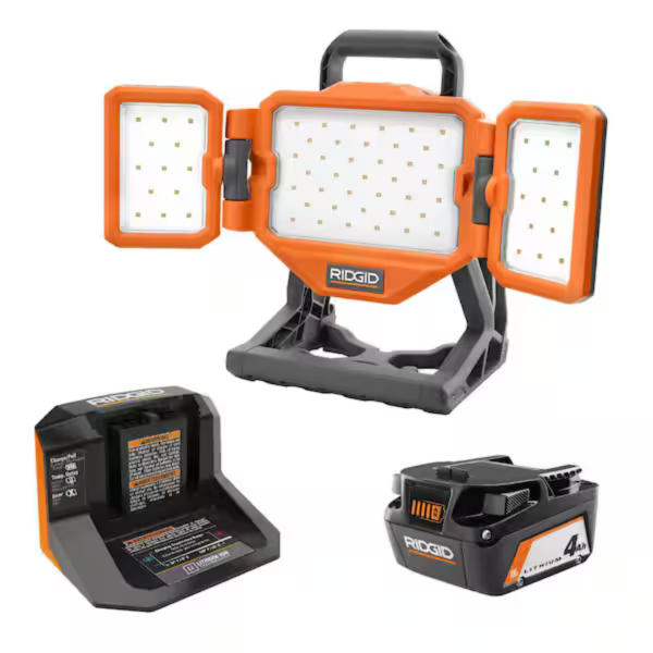 Ridgid 18V Hybrid Panel Light Kit With 4.0Ah Battery & Charger Online now
