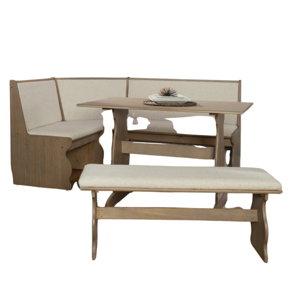 3-Piece Linon Sasha Corner Dining Breakfast Nook With Table Online Sale