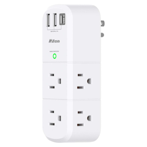 6-Outlet Swivel Surge Protector Extender W 3 USB Ports (1x USB-C) For Cheap