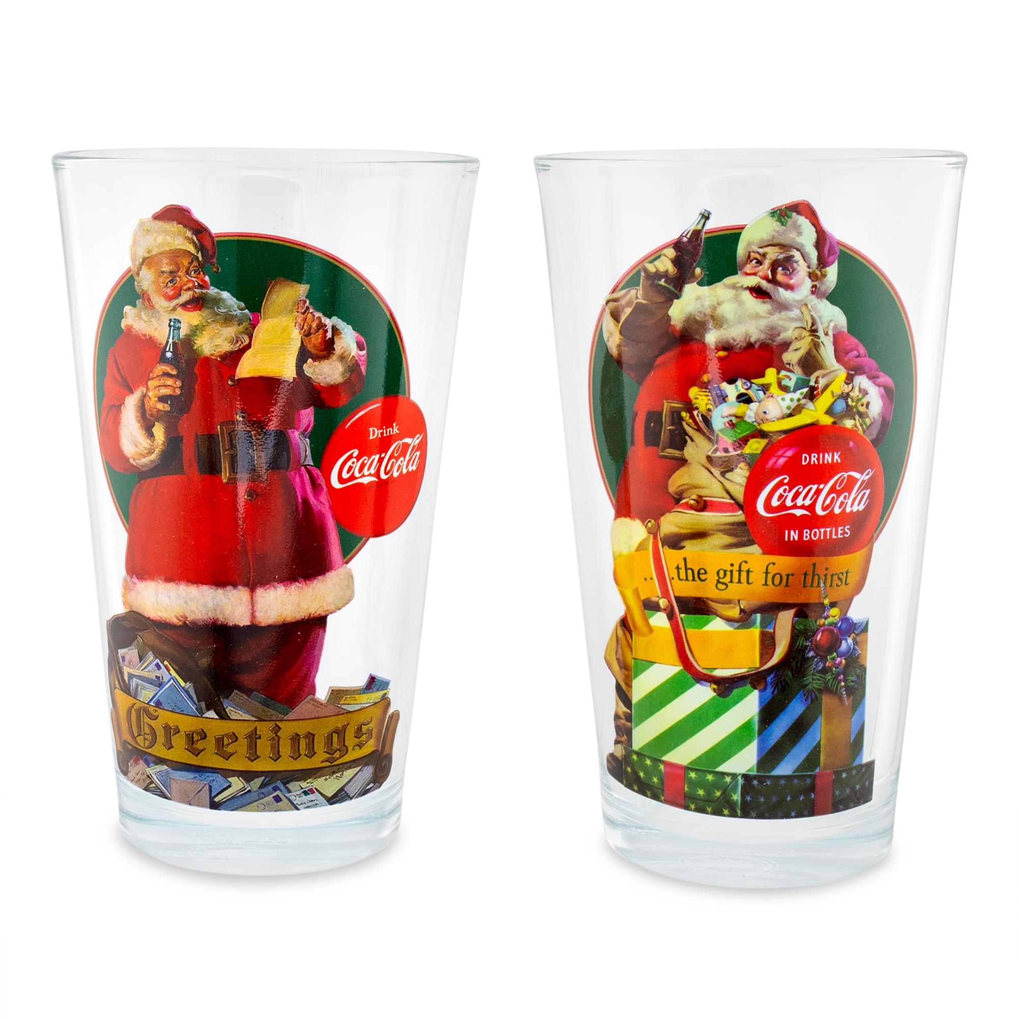 Coca-Cola Vintage Santa Claus 16-Ounce Pint Glasses | Set of 2 Online
