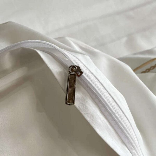 100% Egyptian Cotton Luxury Gold Embroidery Hotel Style Bedding White Grey Duvet Cover Set Fitted Sheet Bed Sheet Pillowcases Supply - Image 5