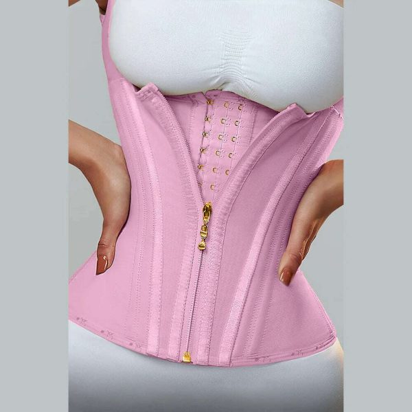 Fajas Colombianas Women Double Compression Waist Trainer Corset with Bone Adjustable Zipper and Hook-eyes Flat Belly Body Shaper Online Hot Sale - Image 3